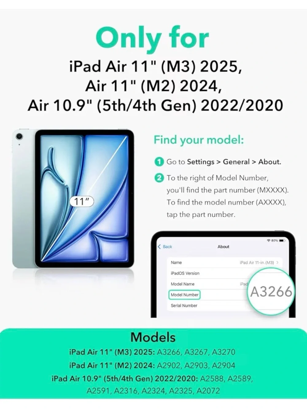 ESR Tablet Case - iPad Air 11 Inch M2, iPad Air 6/5/4 (2024/2022/2020) 10.9 Inch